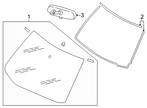 2025 Nissan Kicks Windshield Glass Diagram for 72700-7LG1A