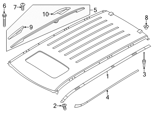 2020 Nissan Armada Finisher Assy-Roof Side,LH Diagram for 73821-5ZW0B