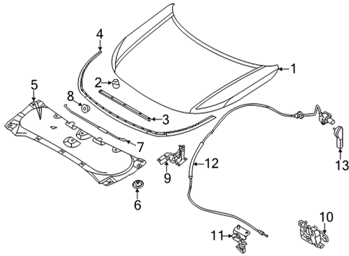 2022 Nissan Pathfinder Seal-Hood,Front RH Diagram for 65820-6TA0A