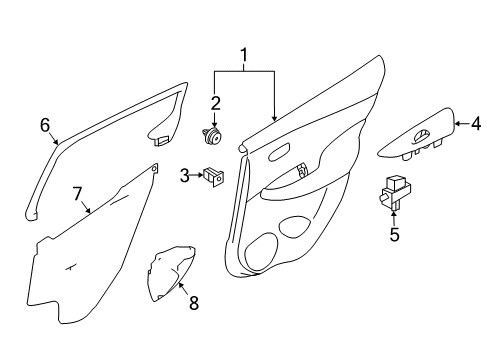2023 Nissan Leaf Rear Door Finisher Assembly Right Hand Diagram for 82900-5SA1F