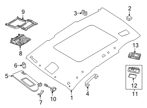 2024 Nissan Murano Headlining Cloth Assembly Diagram for 73910-9UG4C