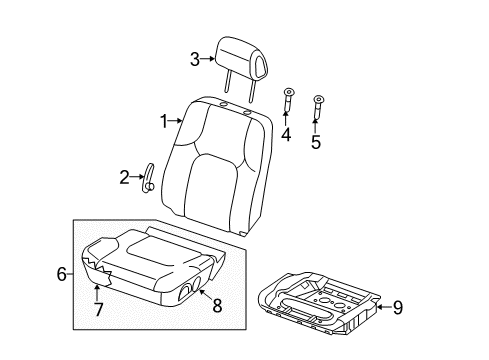 2021 Nissan Frontier Cushion Seat Left Hand Trim Assembly Diagram for 87370-9AL0C