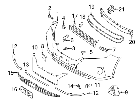 2023 Nissan Murano Moulding-Front Bumper,Upper Diagram for 62078-9UH1A