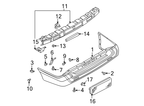 Rear Sedan Bumper Set Diagram for H5022-2W140