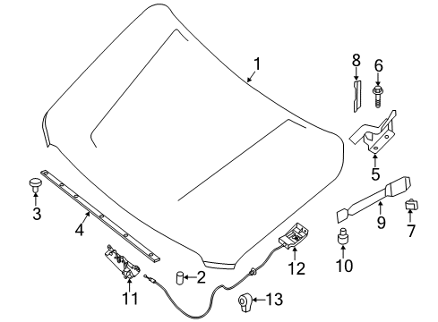 2021 Nissan NV Hood Assembly Diagram for 65100-9JL1A