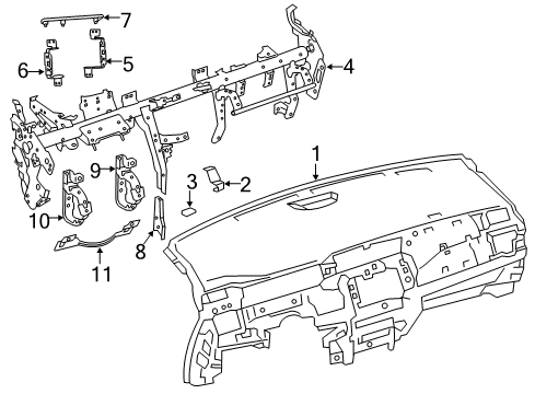 2025 Nissan Leaf Instrument Panel & Pad Assembly Diagram for 68200-6WK0B