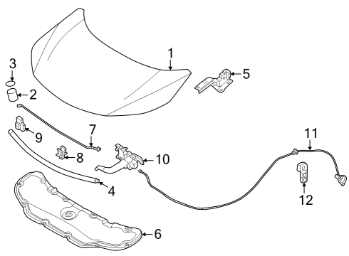 2025 Nissan ARIYA HINGE ASSY-HOOD,LH Diagram for 65401-5MP0A