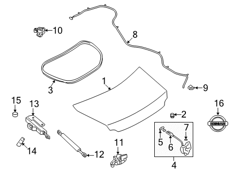 2024 Nissan GT-R Trunk Lid Diagram for HDC00-6HW7B