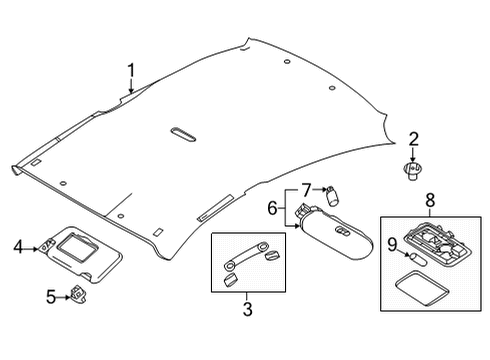 2023 Nissan Versa Sun Visor Assy-Lh Diagram for 96401-5EE0A