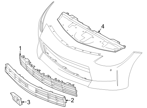 2023 Nissan Z RADIATOR GRILLE-FRONT BUMPER Diagram for 62330-6GP0A