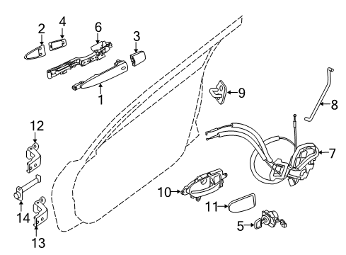 2023 Nissan Maxima Front Door Outside Handle Escutcheon Left Hand Diagram for 80645-9DL0A