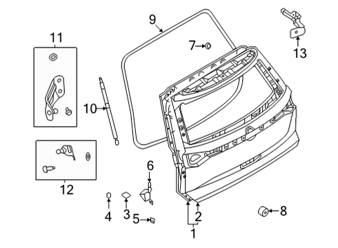 2024 Nissan Pathfinder Bracket Assy-Back Door,Lower LH Diagram for 90477-6TA1A