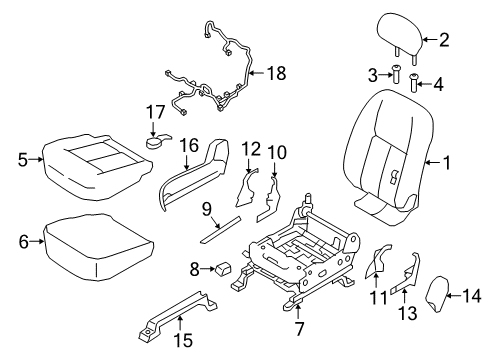 2023 Nissan Titan Front Seat Cushion Trim Assembly Right Hand Diagram for 87320-9FV1D