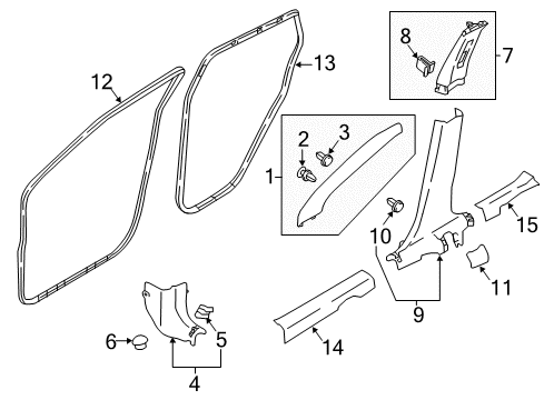 2022 Nissan Rogue Sport Dash Side Finisher Left Hand Diagram for 66901-6MT0B