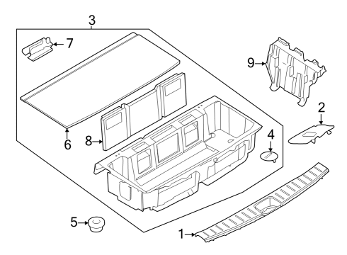 2023 Nissan Pathfinder BRACKET-LUGGAGE FLOOR Diagram for 84964-9PU0A