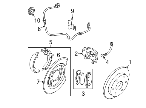 2021 Nissan Frontier Brake Assy-Parking,Rear RH Diagram for 44000-9BT5B