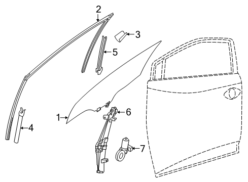 2022 Nissan Murano Front Door Glass Run Rubber Left Hand Diagram for 80331-5AA0D