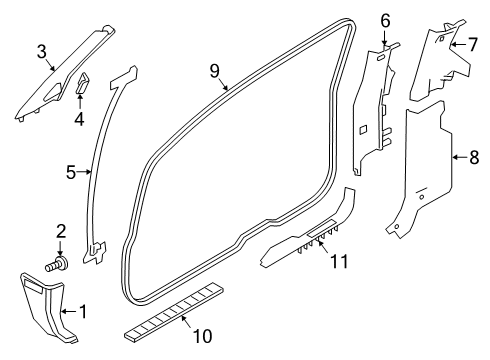 2021 Nissan Titan GARNISH Center Pillar LWR RH Diagram for 76915-9FV1B