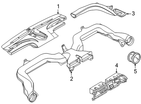 2021 Nissan Versa Side Ventilator Assembly Right Hand Diagram for 68760-5EF0A