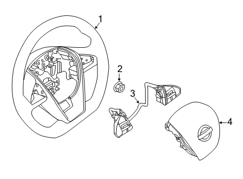 2021 Nissan Maxima Steering Wheel Assembly Without Pad Diagram for 48430-9DM0D