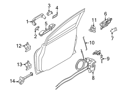 2025 Nissan Versa Outside Handle Grip Right Hand Diagram for 80640-5R88E