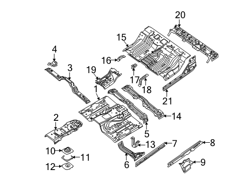 2021 Nissan Frontier MBR Assembly-Cross Fr Seat MTG, Rr Diagram for G5430-9BSMA