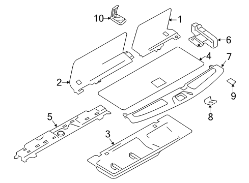 2023 Nissan Armada BOARD ASSY-LUGGAGE FLOOR,LH Diagram for 849B7-1LA4B