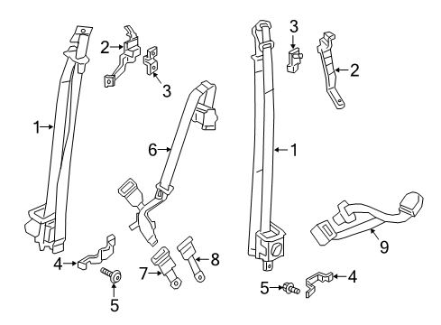 2023 Nissan Titan BELT ASSY-TONGUE, PRETENSION FRT RH Diagram for 86884-9FV8D