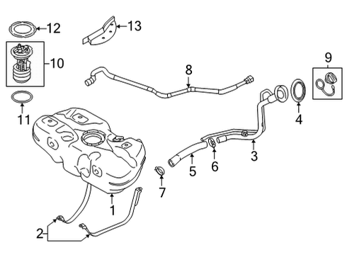 2020 Nissan Versa Filler Tube Assembly Diagram for 17221-5EE0B