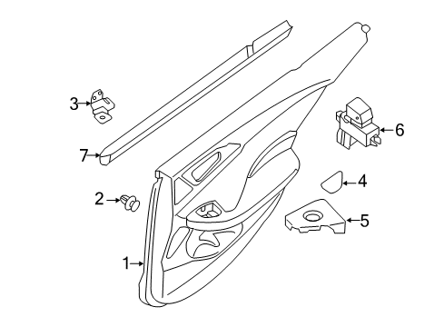 2021 Nissan Maxima Rear Door Finisher Assembly Right Hand Diagram for 82900-9DL5A