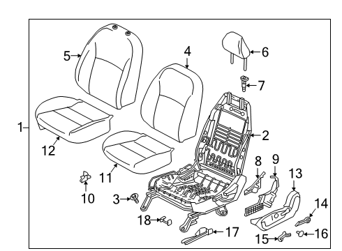 2023 Nissan Kicks Front Seat Cushion Trim Assembly Left Hand Diagram for 87370-5R08B