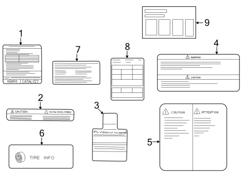 2022 Nissan Frontier Emission Control Information Label Diagram for 14805-9BV0A