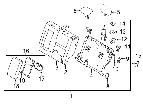 2021 Nissan Rogue Sport Rear Seat Trim Assembly-Back Left Hand Diagram for 88670-6MJ0A