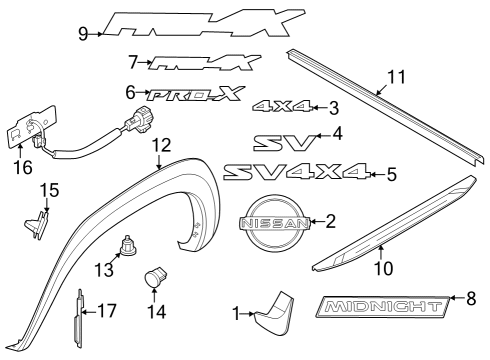 2024 Nissan Frontier EMBLEM-REAR GATE Diagram for 93495-9BU2B