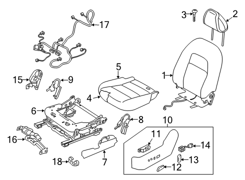 2021 Nissan Altima Seat Cushion Trim Assembly Left Hand Diagram for 87370-6CA1A