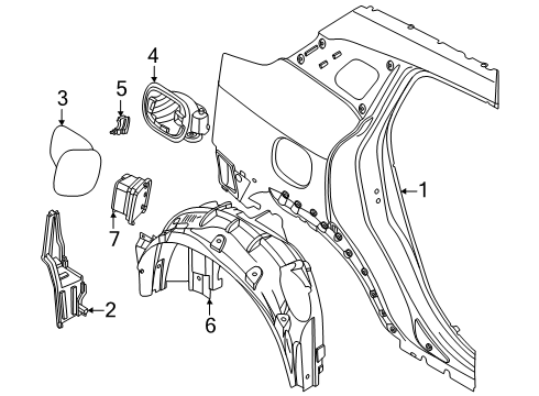 2025 Nissan Kicks PROTECTOR-REAR WHEEL HOUSE,RH Diagram for 76748-7LG0A