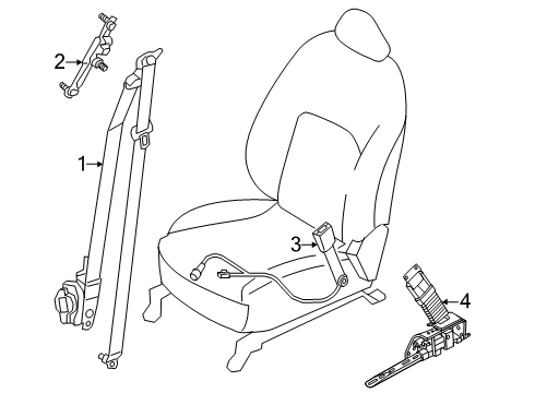 2025 Nissan Murano Pretensioner Tongue Belt Assembly Front Left Hand Diagram for 86885-7BA8A