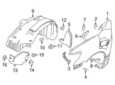 2024 Nissan Titan Front Fender Protector Left Hand Diagram for 63831-9FV0A