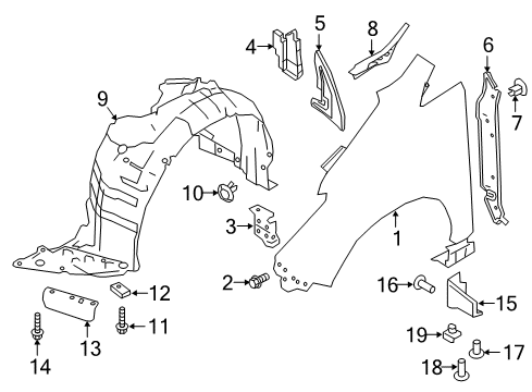 2022 Nissan Leaf Service File MUDGUARD Set-Front Fender,R Diagram for 63854-6WK0A