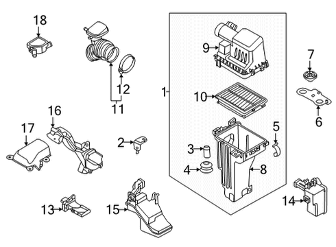 2021 Nissan Versa Air Cleaner Diagram for 16500-5RB2B