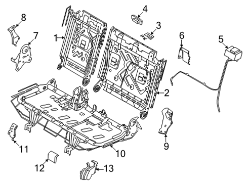 2025 Nissan Pathfinder FRAME ASSY REAR SEAT BACK LH Diagram for 89651-6TA1A