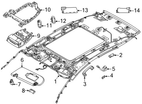 2025 Nissan Murano Map Lamp Assembly Diagram for 26430-7KA2C