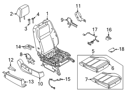 2025 Nissan Frontier Front Seat Cushion Trim Assembly Right Hand Diagram for 87321-9BU1A