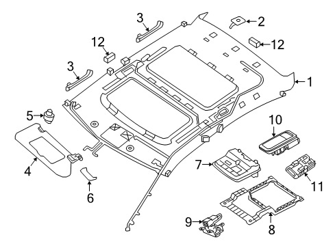 2023 Nissan Maxima Headlining Cloth Assembly Diagram for 73910-9DJ4A