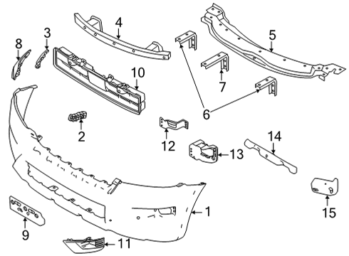 2022 Nissan Armada GRILLE-FRONT BUMPER Diagram for 62254-6JL1E