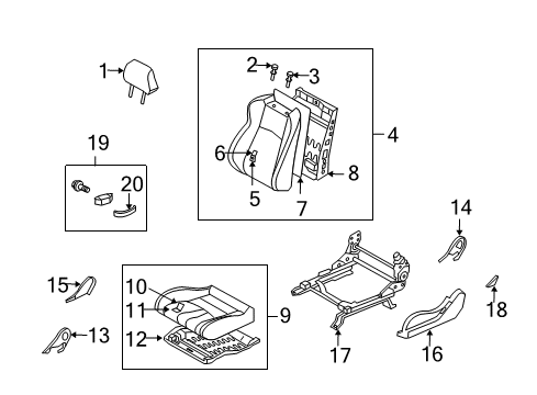 Front Seat Back Pad Diagram for 87661-CD010