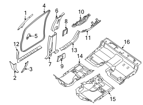 2020 Nissan Frontier GARNISH W/SHIELD PILLAR UPR RH Diagram for 76913-9BU0B