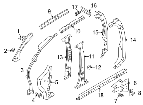 2021 Nissan Titan Pillar-Front,Inner Upper RH Diagram for G6230-9FVMA