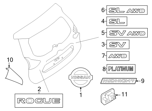 2024 Nissan Rogue EMBLEM-BACK DOOR Diagram for 90896-4MT1A