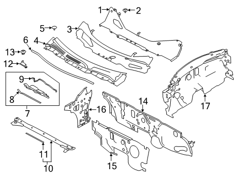 2023 Nissan Altima COVER ASSY-COWL TOP Diagram for 66862-6CA0D
